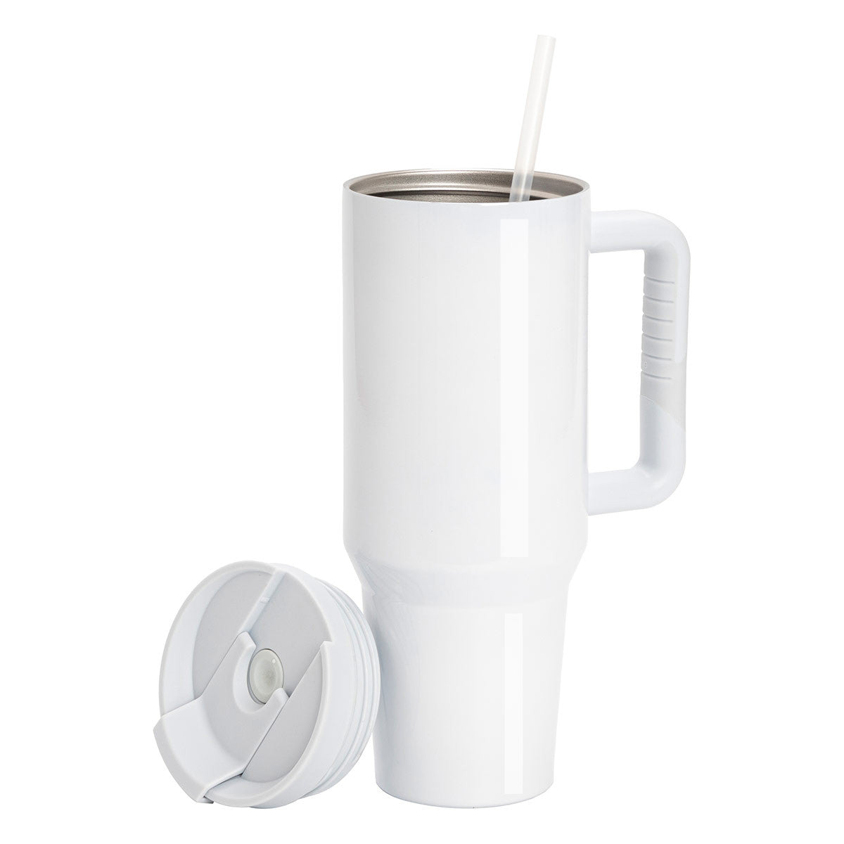 Edelstahl-Thermobecher mit Trinkhalm